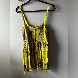 Torrid Yellow Floral Smocked Babydoll Top Size 3X